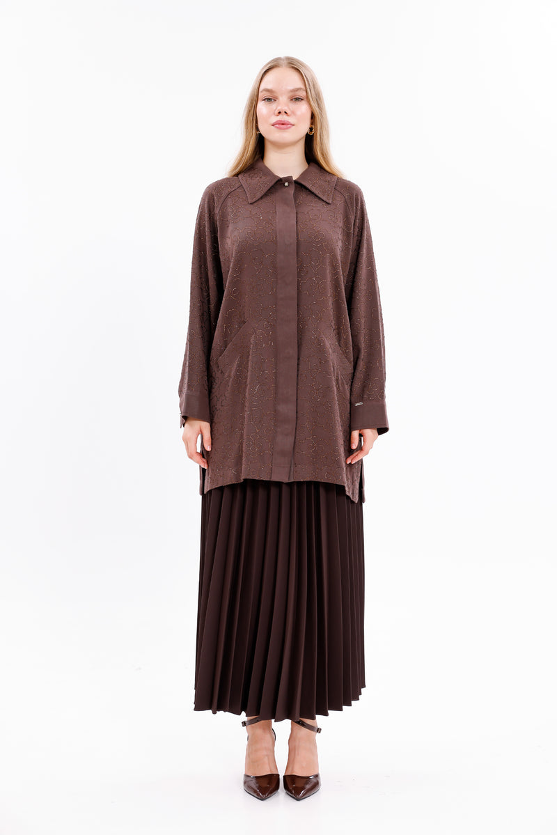 INVEE Pleated Skirt Brown