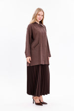 INVEE Pleated Skirt Brown