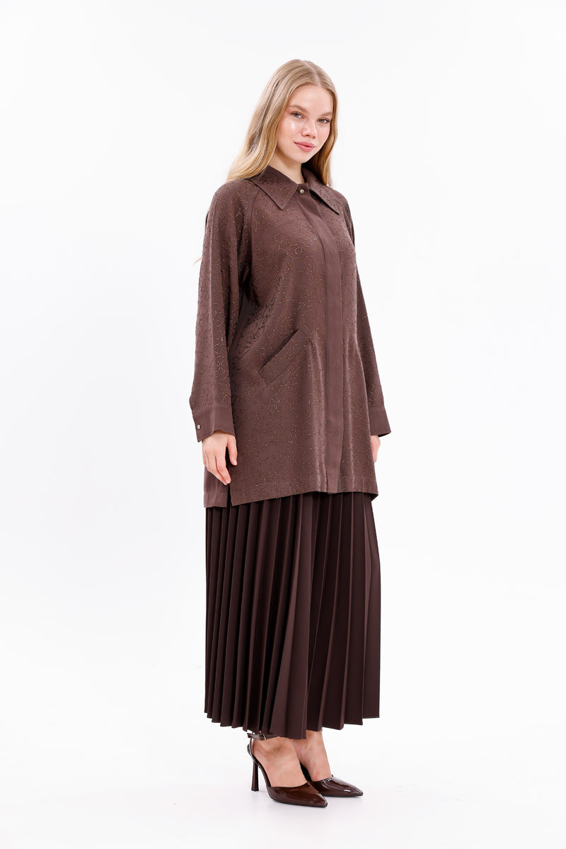 INVEE Pleated Skirt Brown