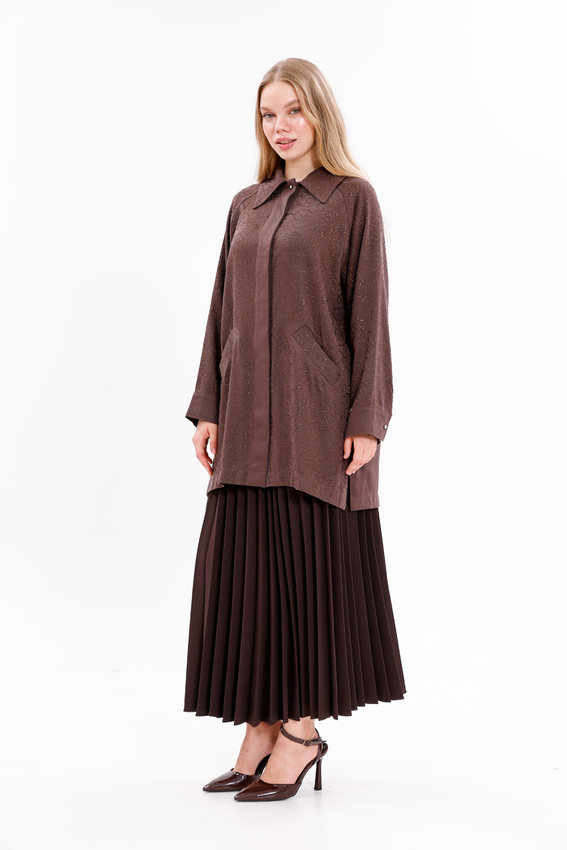 INVEE Pleated Skirt Brown