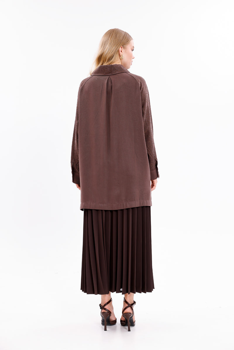 INVEE Pleated Skirt Brown