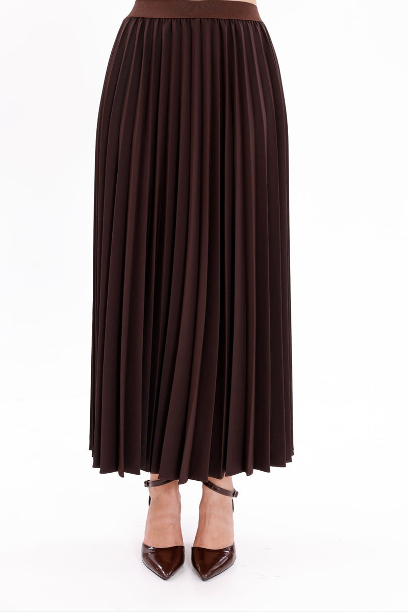 INVEE Pleated Skirt Brown
