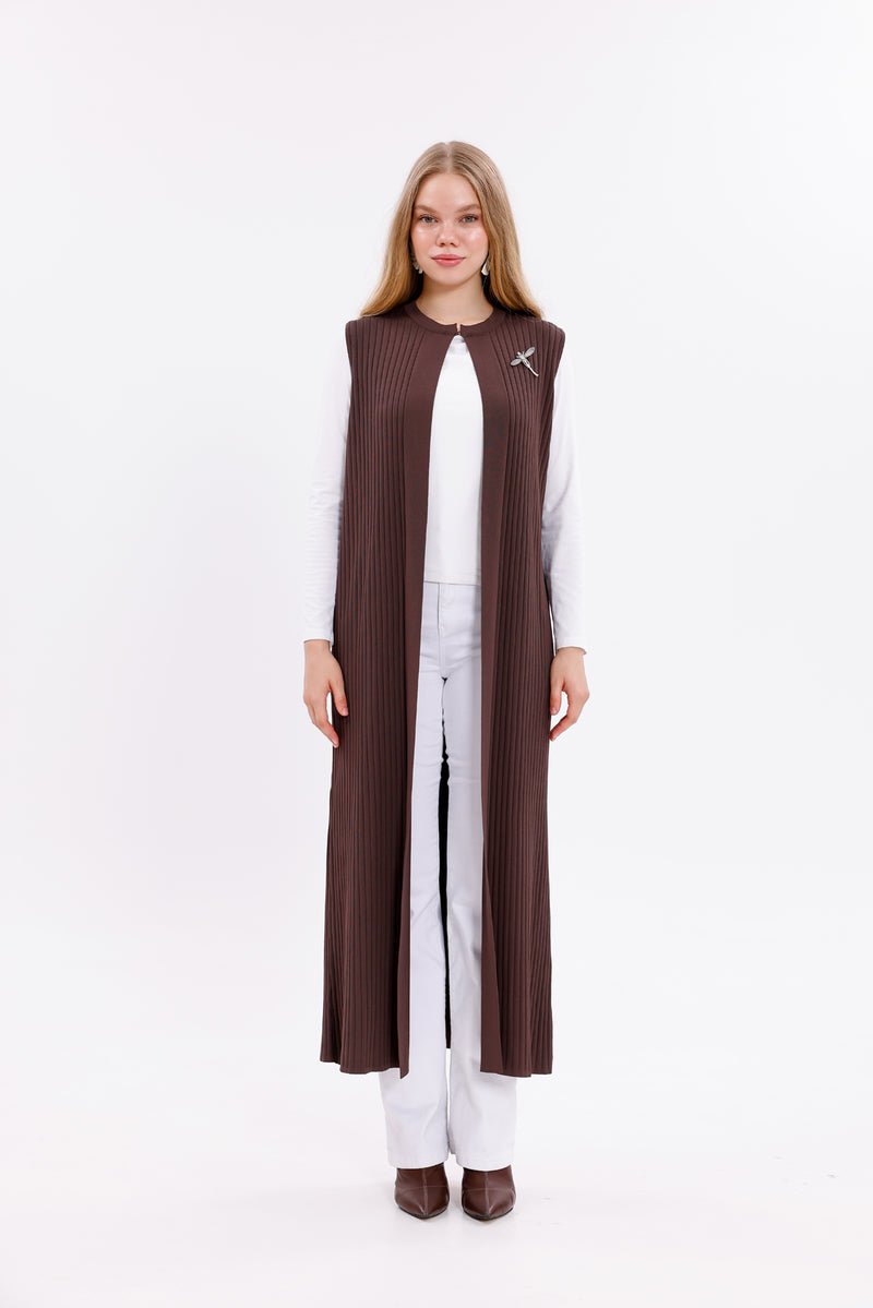 NLW Rep Knitted Vest Brown