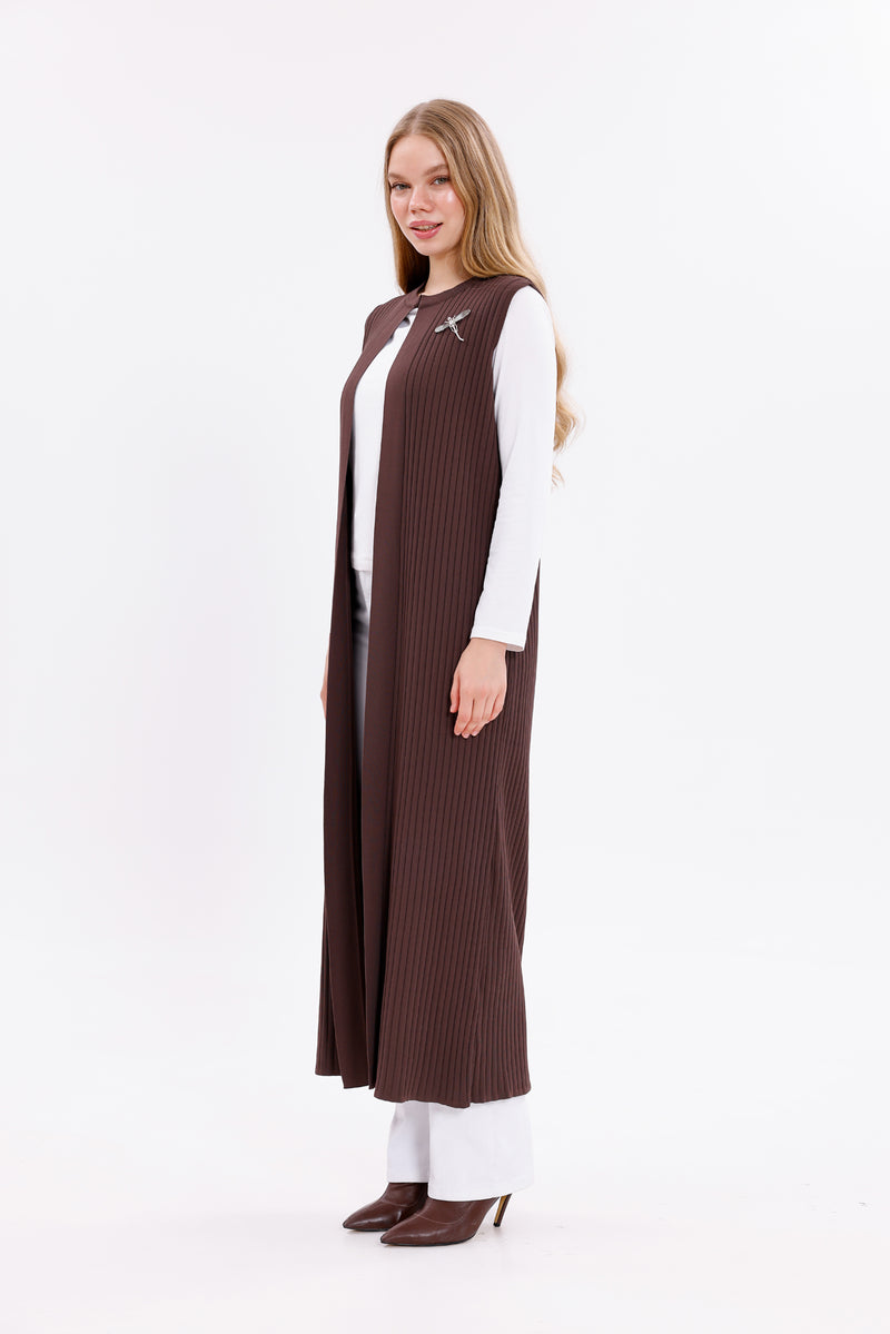 NLW Rep Knitted Vest Brown