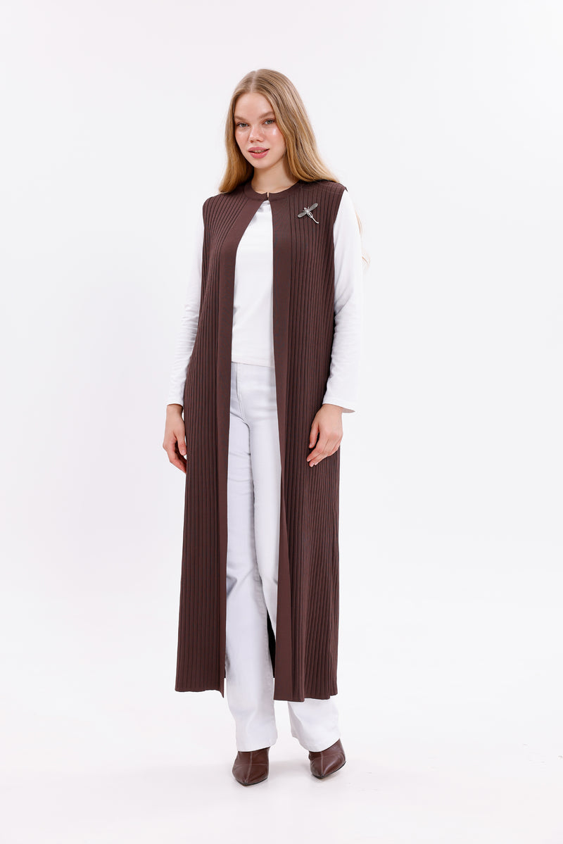 NLW Rep Knitted Vest Brown