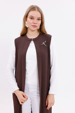 NLW Rep Knitted Vest Brown
