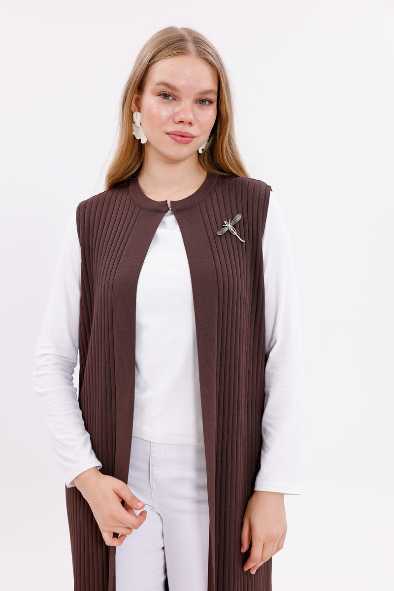 NLW Rep Knitted Vest Brown