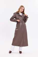 GLX Faux Leather Trenchcoat Brown