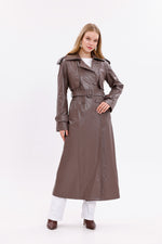 GLX Faux Leather Trenchcoat Brown