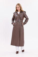 GLX Faux Leather Trenchcoat Brown