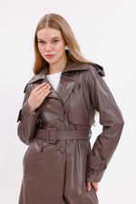 GLX Faux Leather Trenchcoat Brown