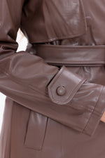 GLX Faux Leather Trenchcoat Brown