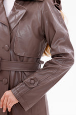 GLX Faux Leather Trenchcoat Brown