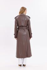GLX Faux Leather Trenchcoat Brown