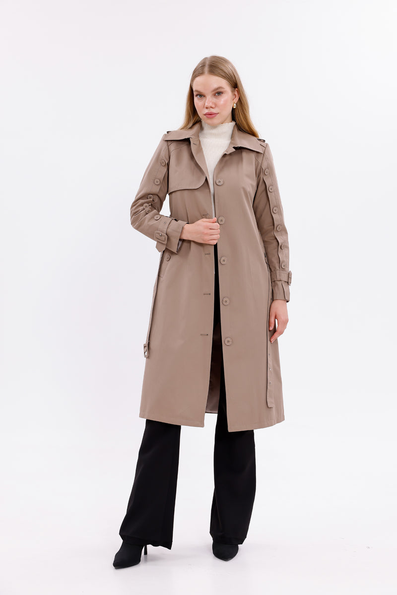 GLX Button Dtld Trenchcoat Mink