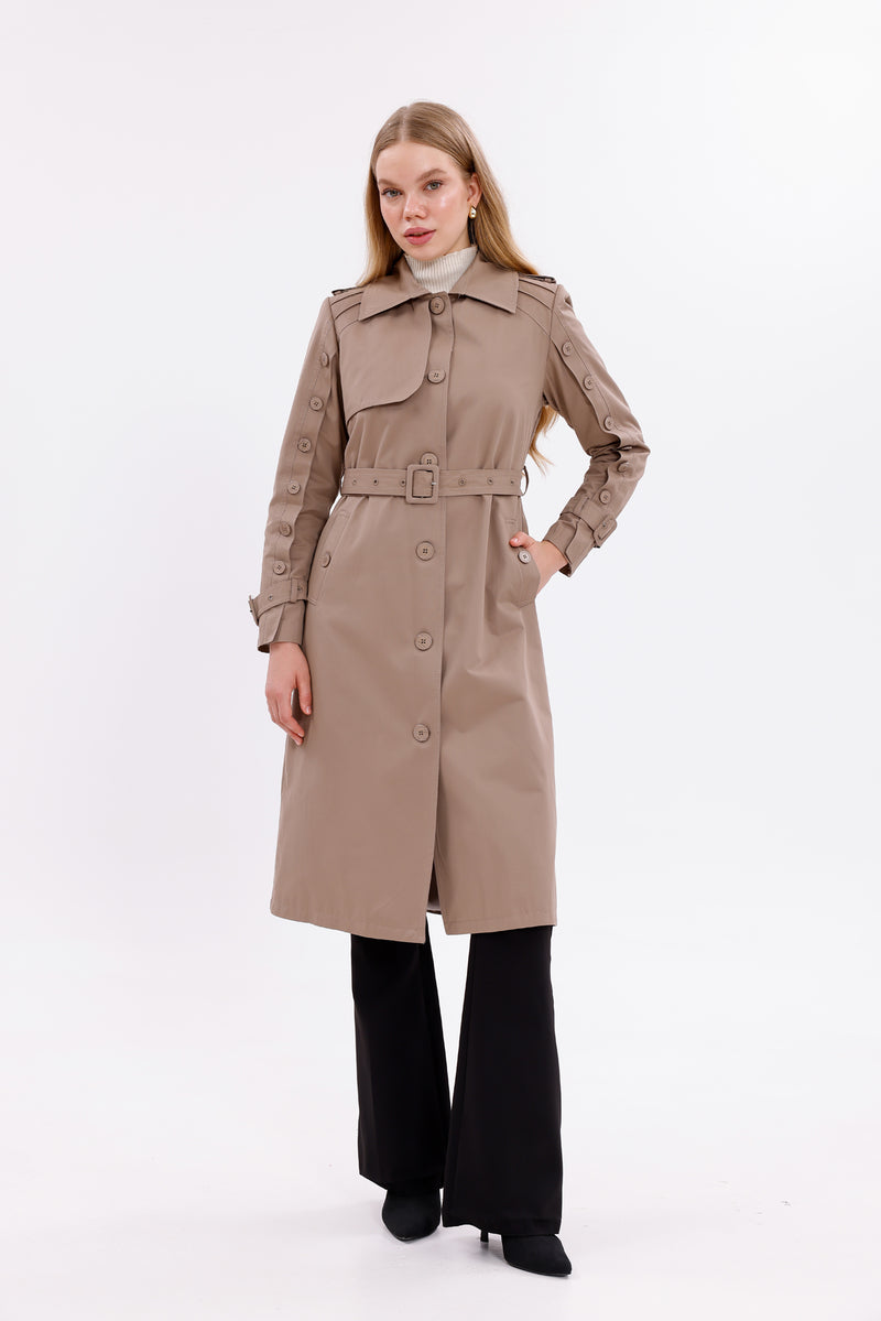 GLX Button Dtld Trenchcoat Mink