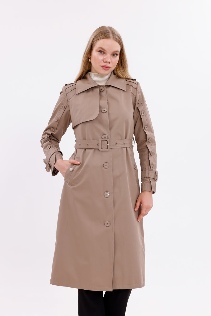 GLX Button Dtld Trenchcoat Mink
