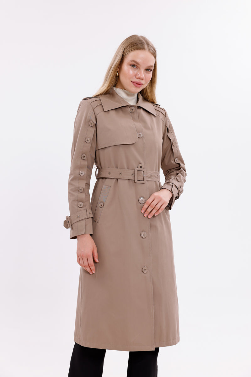 GLX Button Dtld Trenchcoat Mink