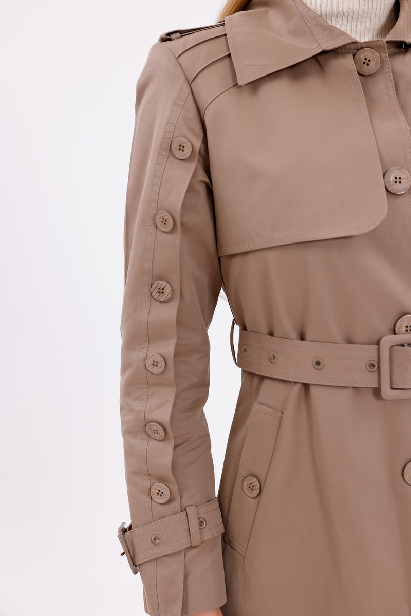 GLX Button Dtld Trenchcoat Mink