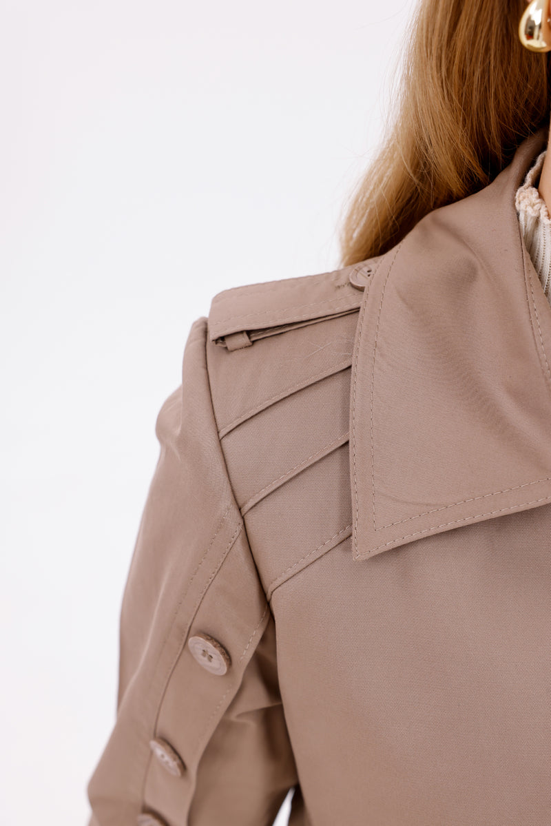 GLX Button Dtld Trenchcoat Mink