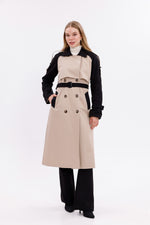 GLX Two Colors Trenchcoat Black&Beige