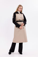 GLX Two Colors Trenchcoat Black&Beige