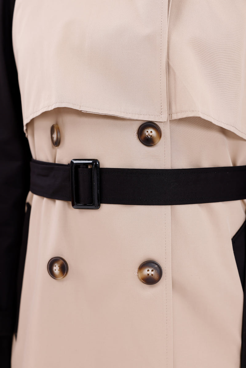 GLX Two Colors Trenchcoat Black&Beige