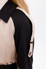 GLX Two Colors Trenchcoat Black&Beige