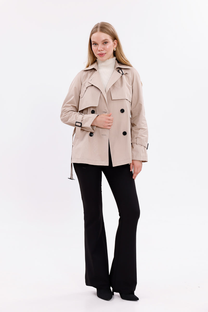 GLX Short Button Trenchcoat Beige