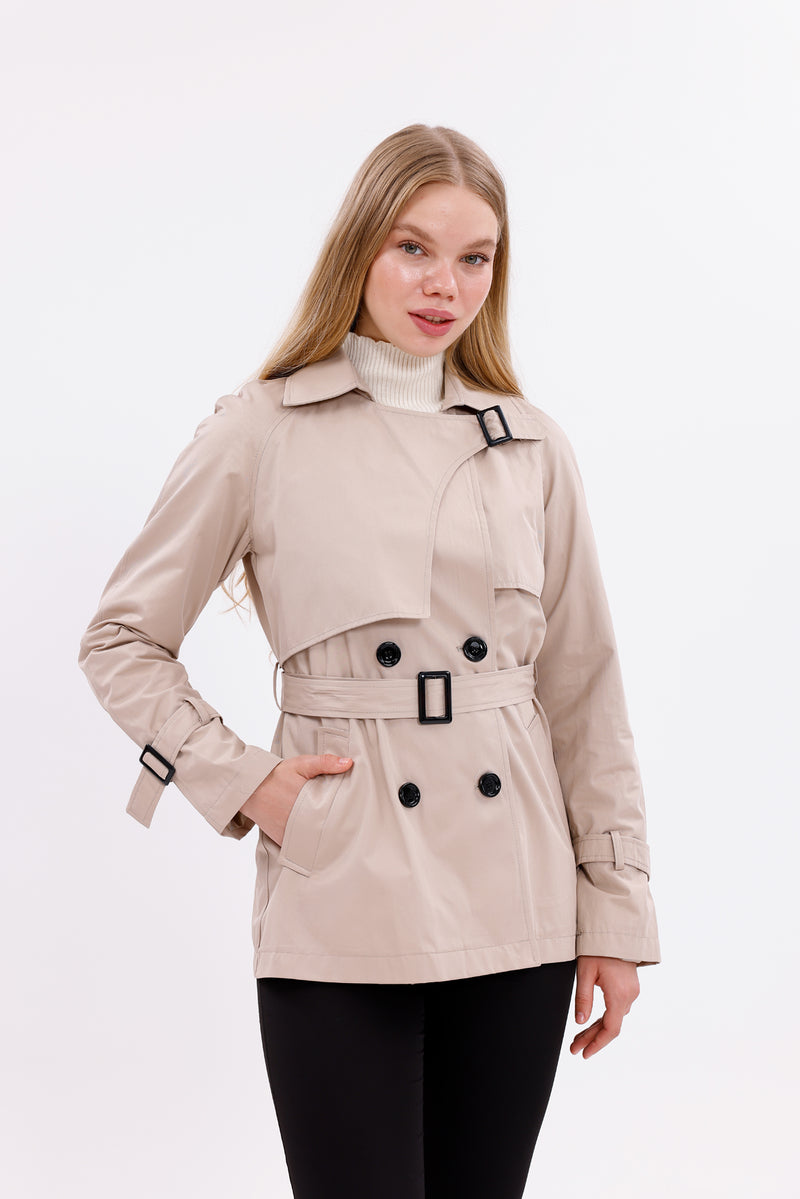 GLX Short Button Trenchcoat Beige