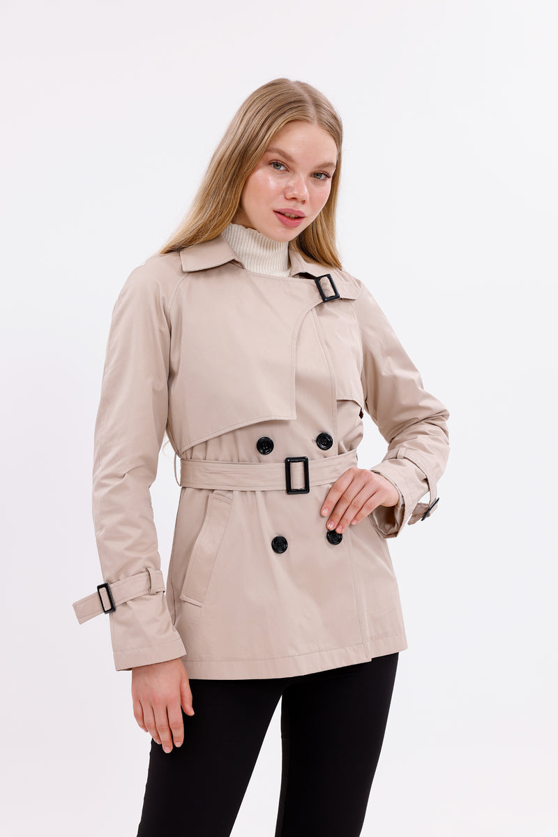 GLX Short Button Trenchcoat Beige