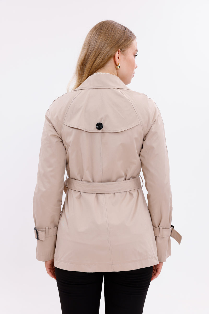 GLX Short Button Trenchcoat Beige