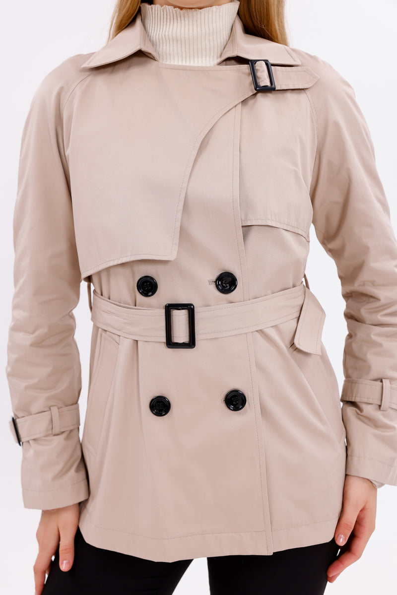 GLX Short Button Trenchcoat Beige