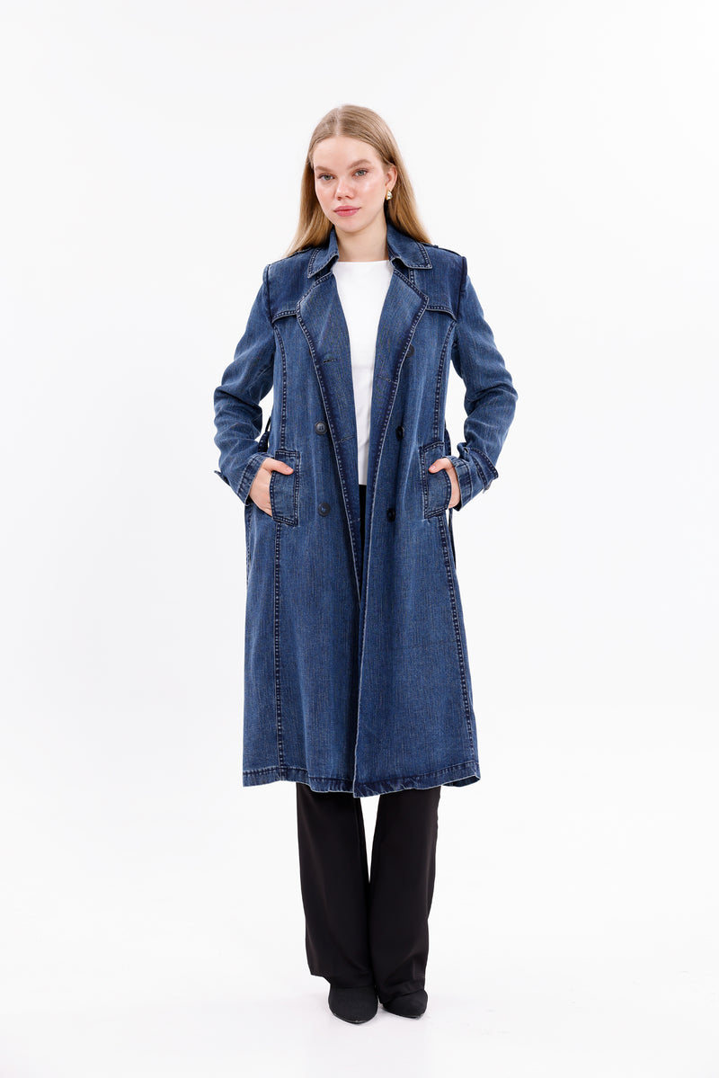 GLX Denim Trenchcoat Navy Blue