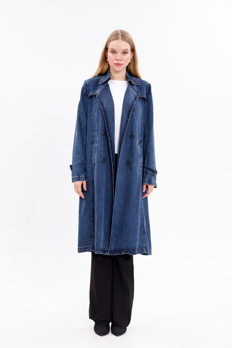GLX Denim Trenchcoat Navy Blue