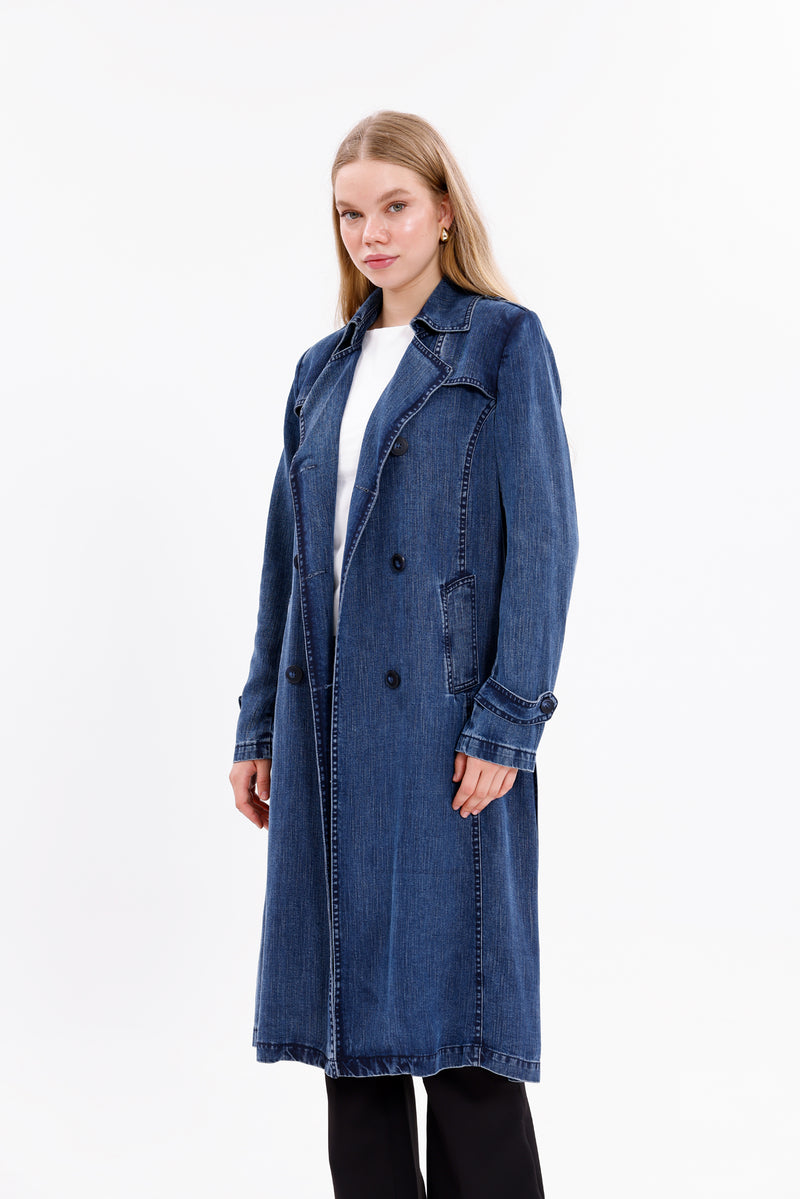 GLX Denim Trenchcoat Navy Blue