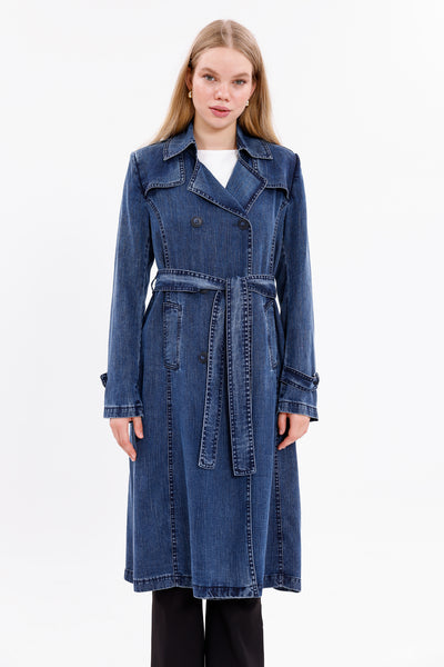 GLX Denim Trenchcoat Navy Blue – Moda Natty