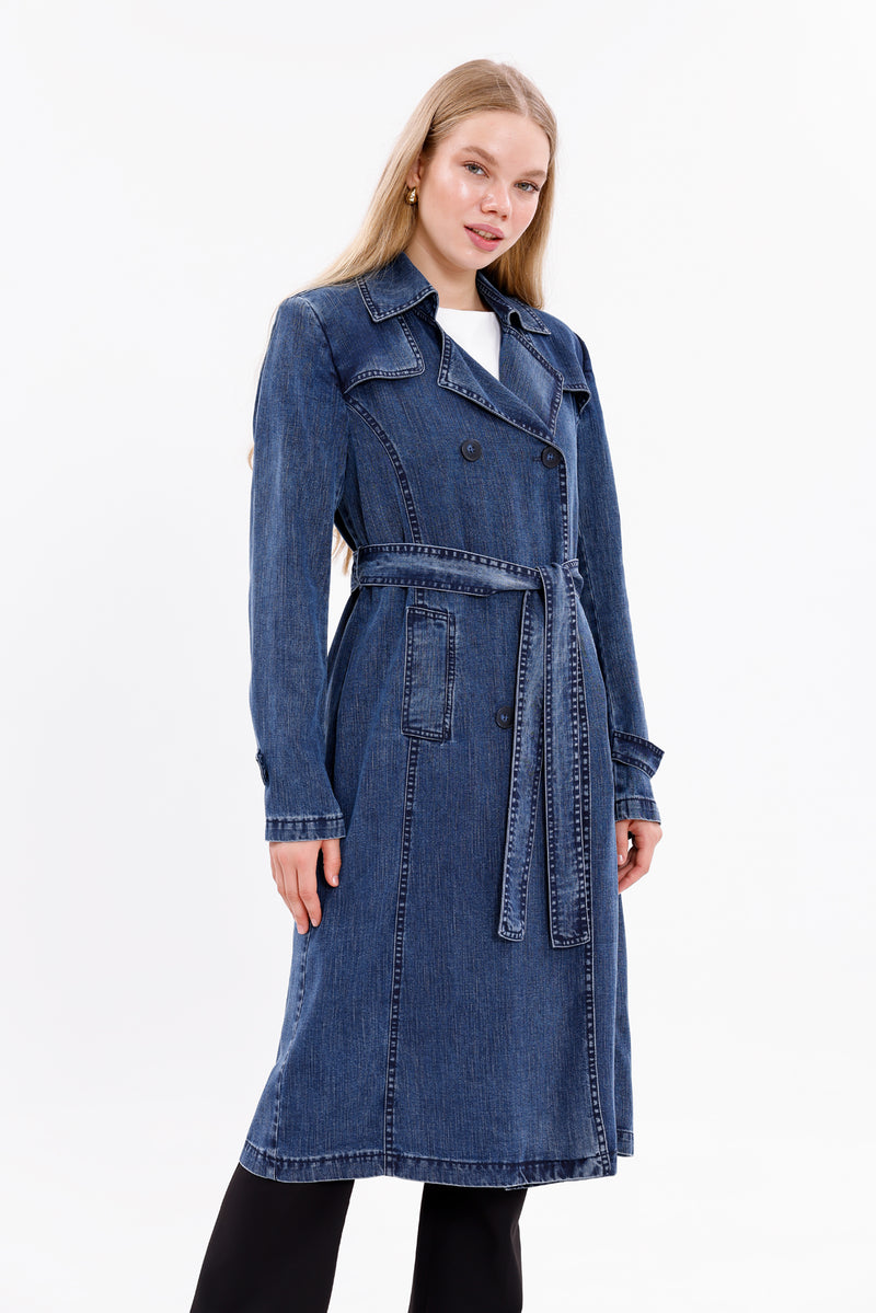 GLX Denim Trenchcoat Navy Blue