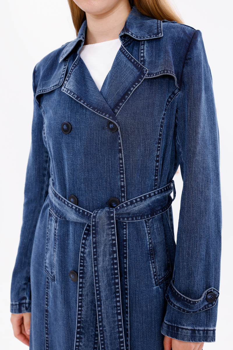 GLX Denim Trenchcoat Navy Blue