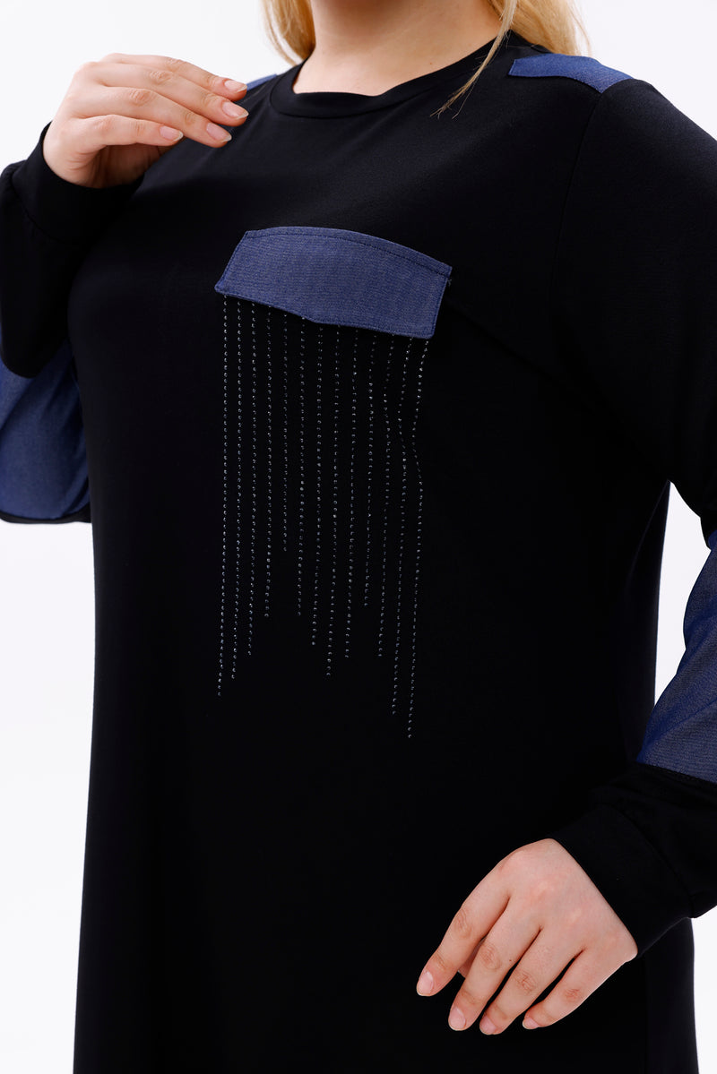 MSB Rami Garnished Dress Black