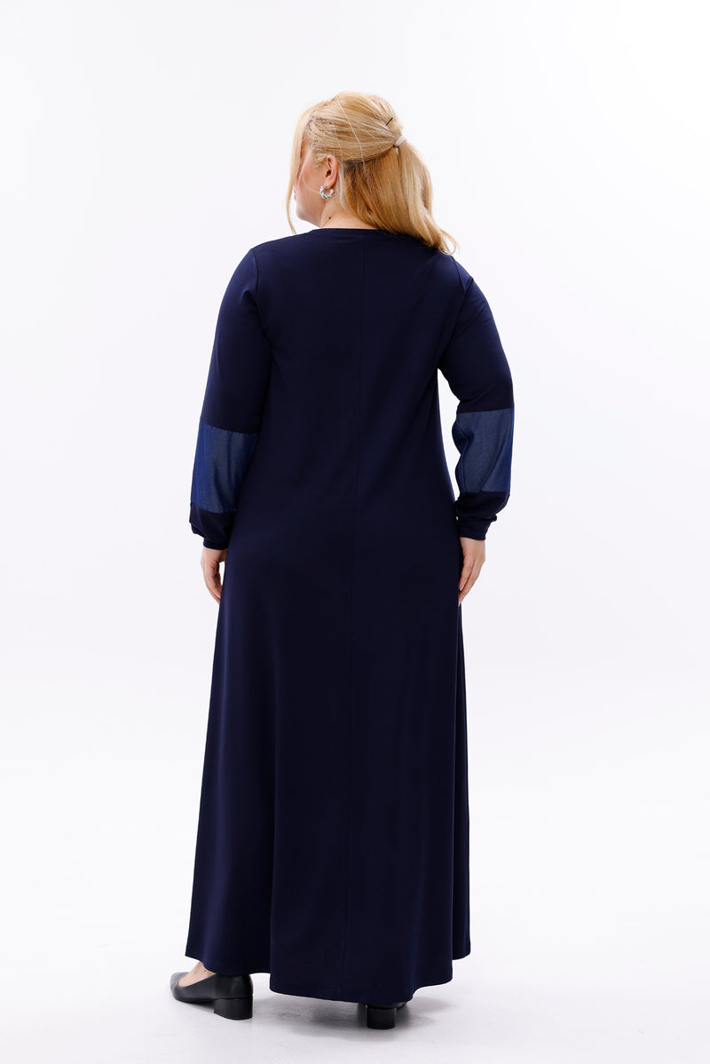 MSB Rami Garnished Dress Navy Blue