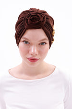 QF 1830 Sequin Handmade Turban Brown