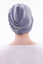 QF 1831B Sequin Handmade Turban Gray