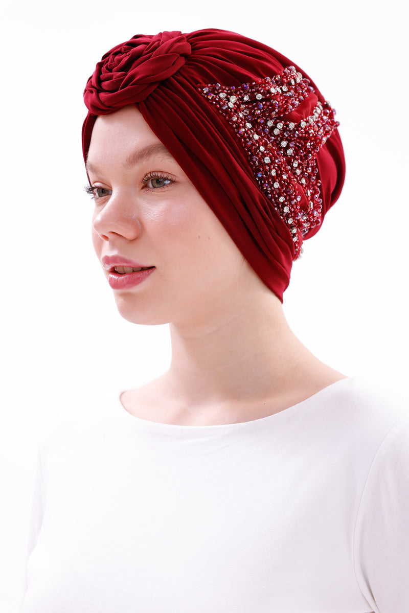 QF 1834 Rhinestone Handmade Turban Ivy