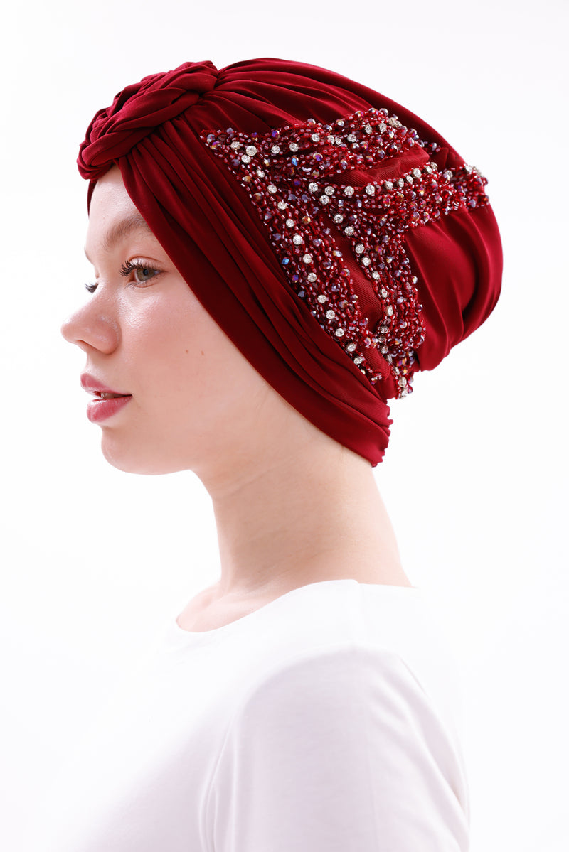 QF 1834 Rhinestone Handmade Turban Ivy
