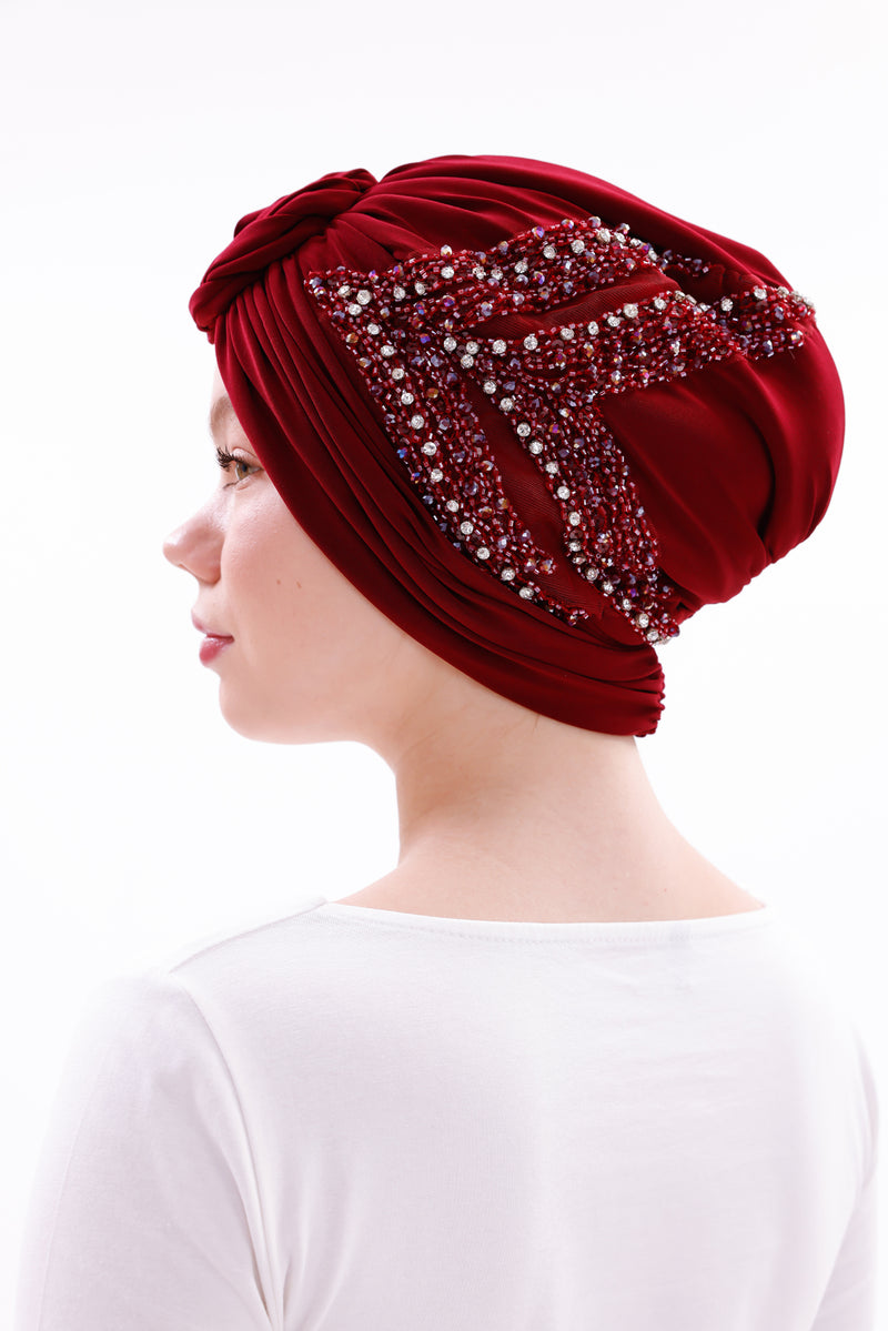QF 1834 Rhinestone Handmade Turban Ivy