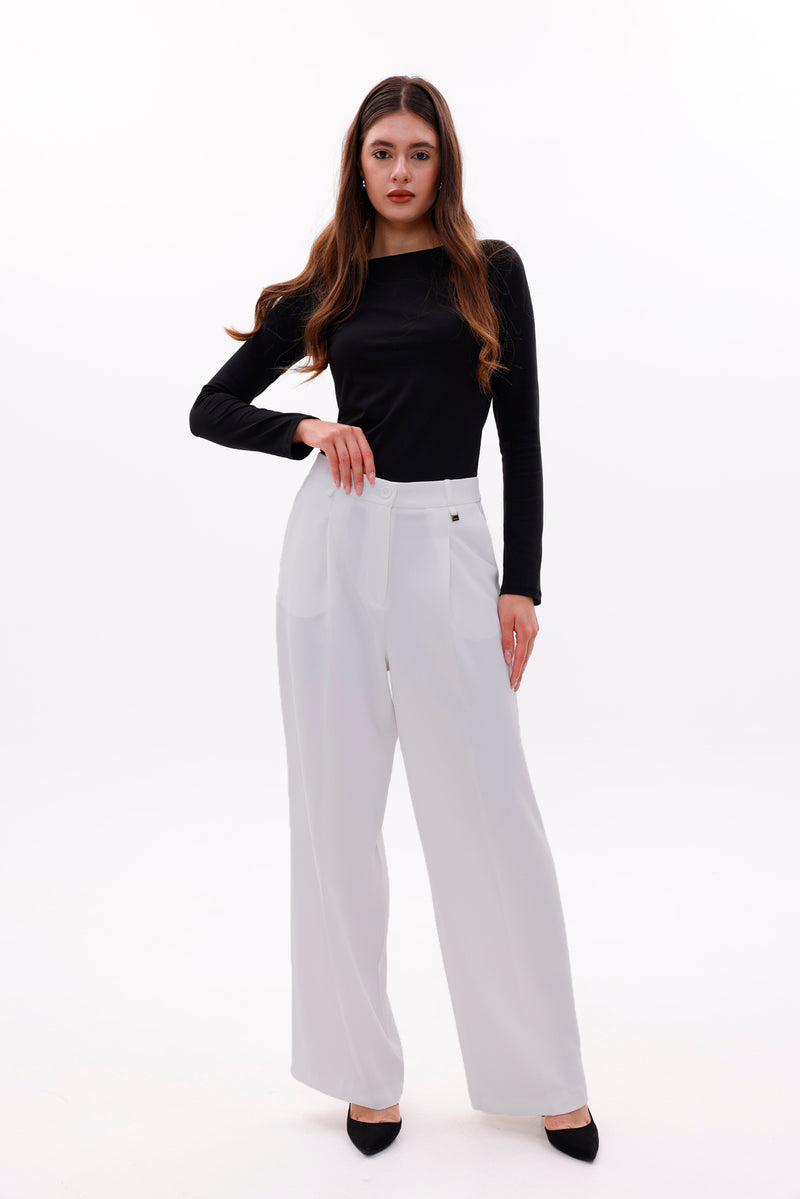 SZ Yandex Pleted Wide Pants Ecru