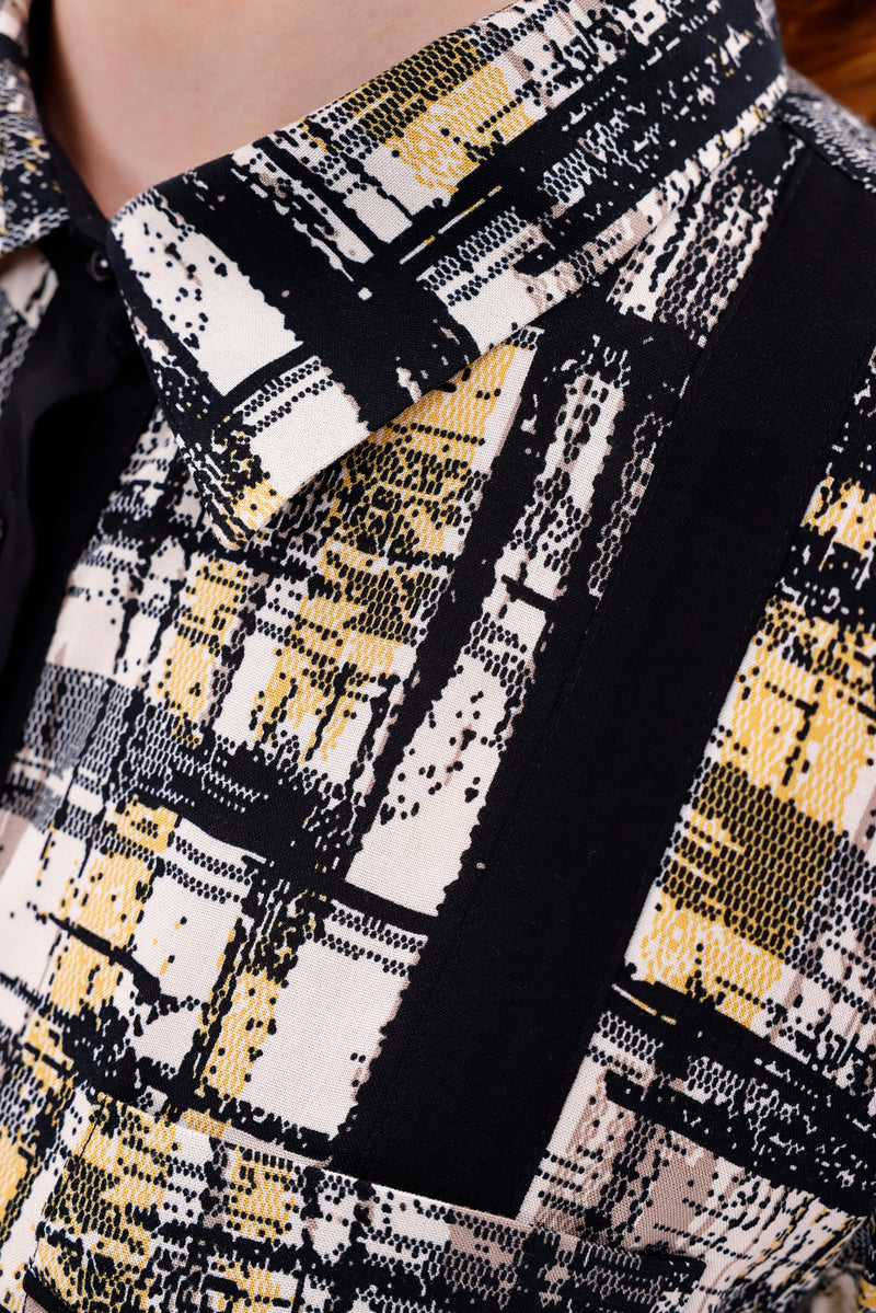 DL Printed Long Shirt Dress Yellow