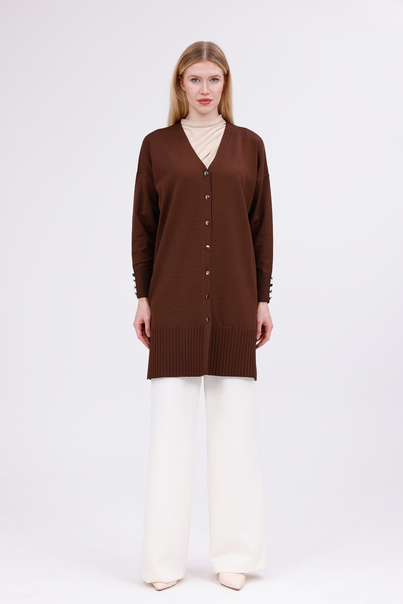 ZZ Begum Knitted Winter Cardigan Brown