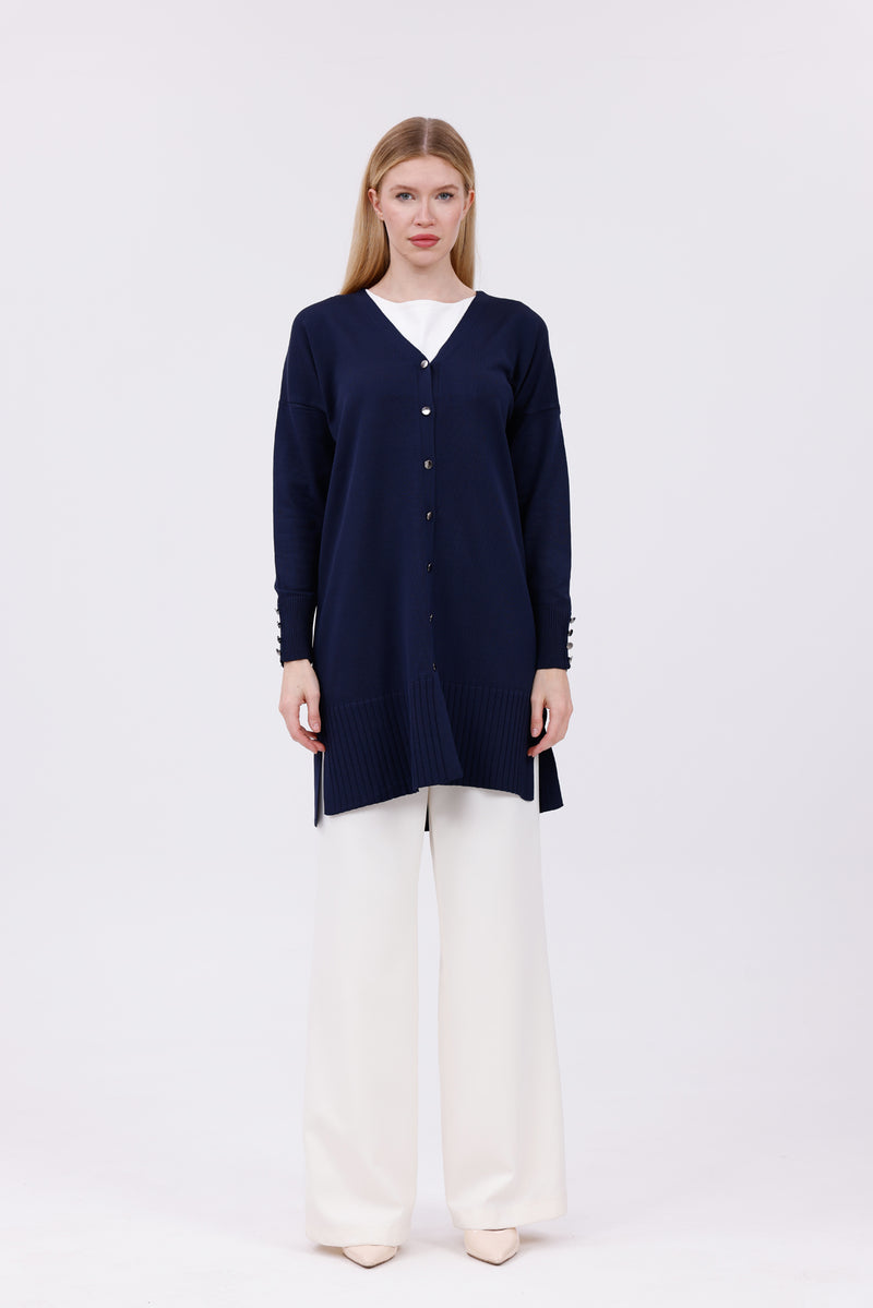 ZZ Begum Knitted Winter Cardigan Navy Blue